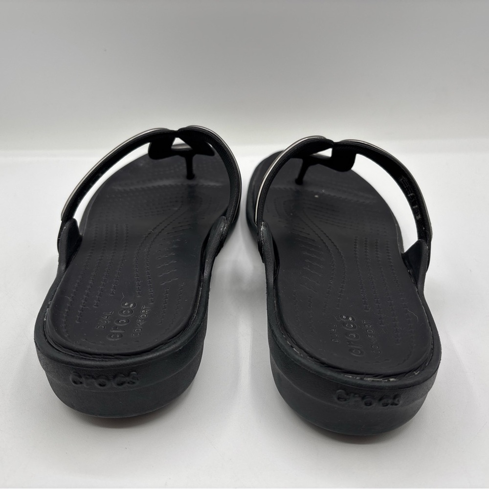 Crocs Sanrah Metal Block Wedge Black Women’s Size 10 205470 Dual Comfort Sandal - Picture 4 of 16